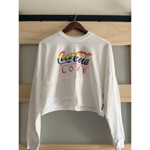 Love Pride Coca-Cola Crop T-Shirt Small White Rainbow
